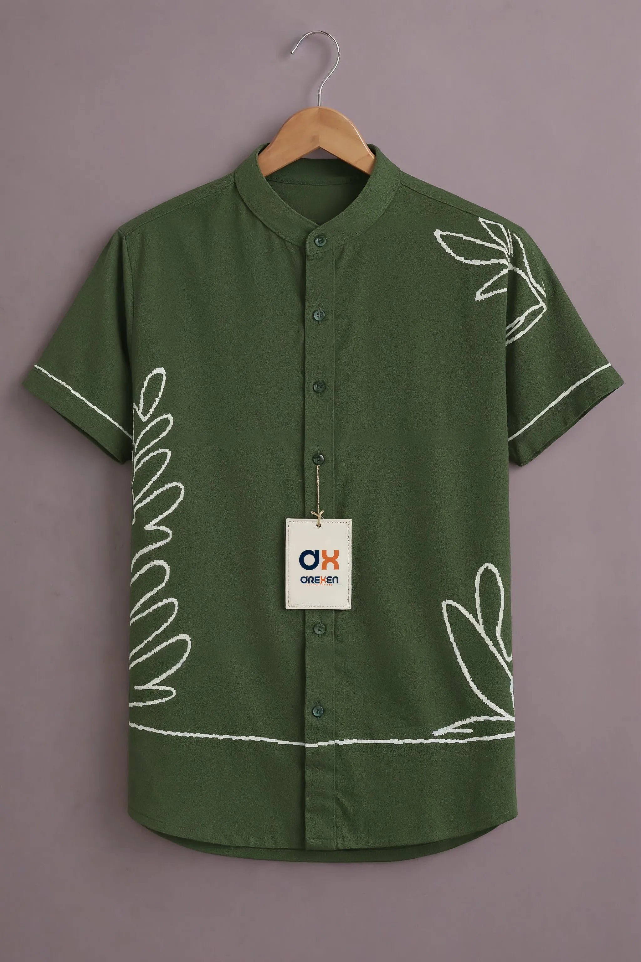 Olive Leaf Luxe Embroidered Shirt