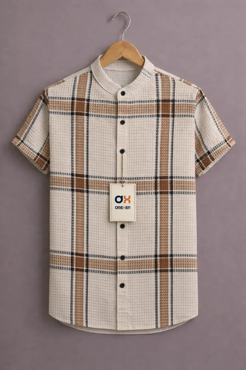 Ivory Sandstone Textured Check Shirt