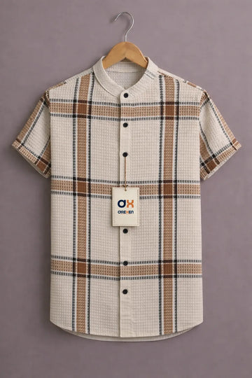 Ivory Sandstone Textured Check Shirt