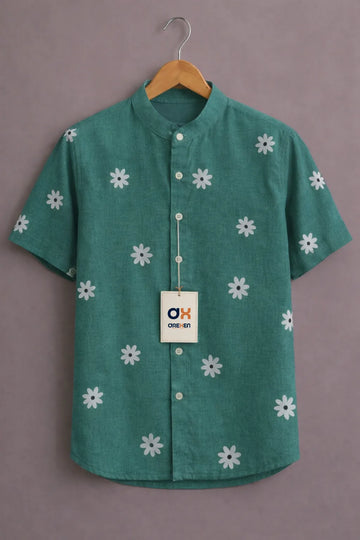 Emerald Daisy Print Signature Shirt