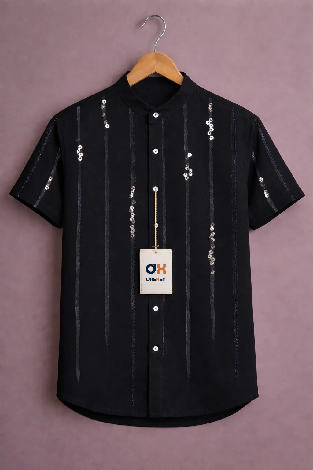 Midnight Sequin Stripe Luxe Shirt