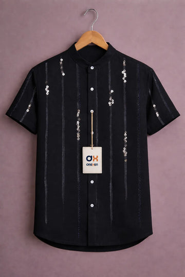 Midnight Sequin Stripe Luxe Shirt