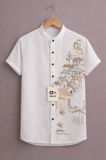 Ivory Urban Sketch Panel Luxe Shirt