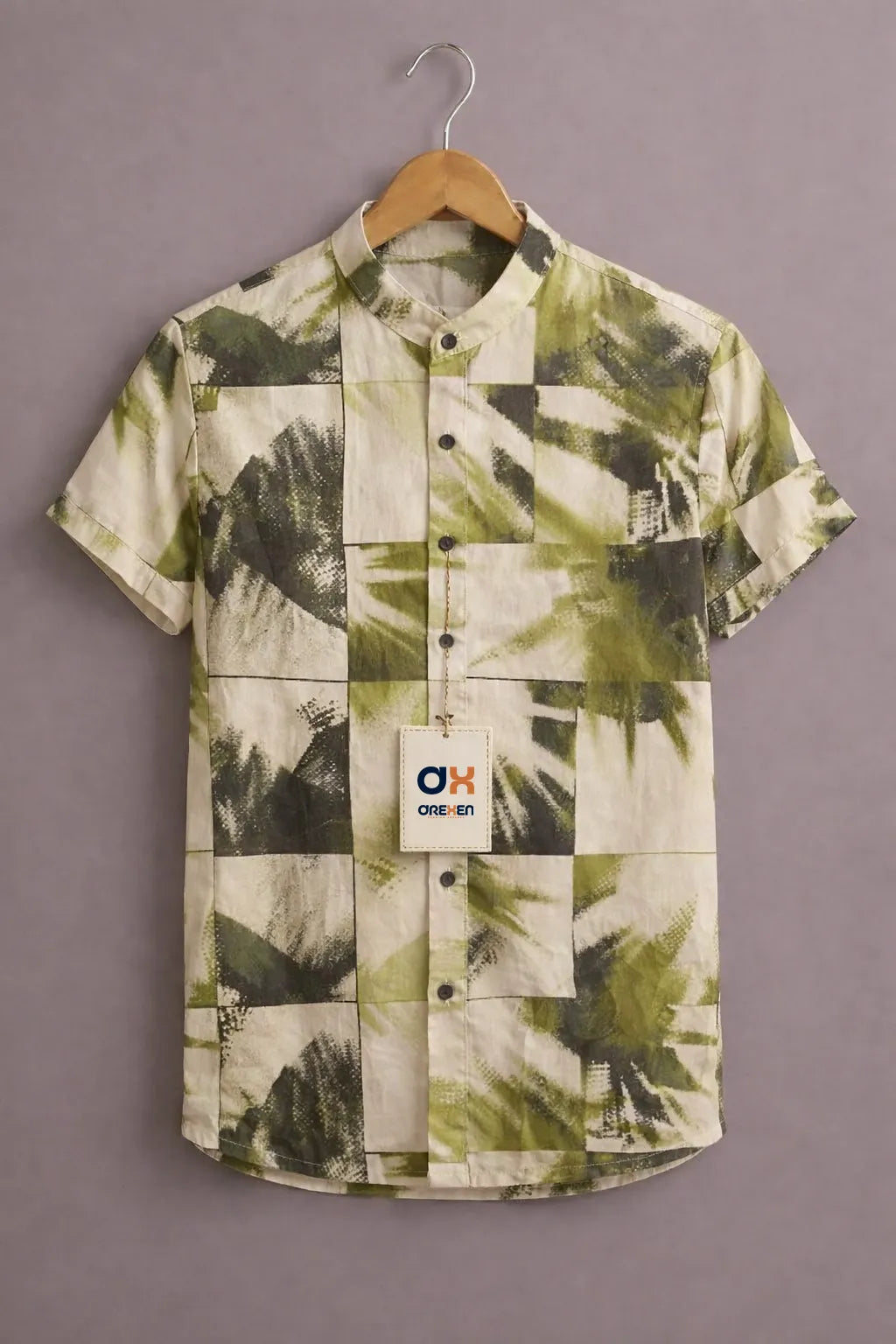 Olive Canvas Patchwork Utility Shirt