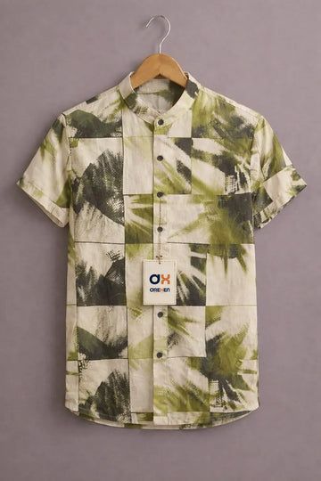 Olive Canvas Patchwork Utility Shirt