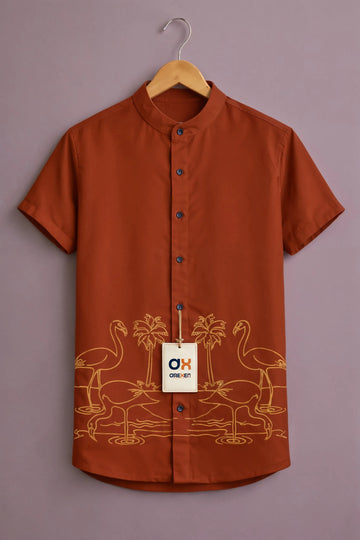 Rust Flamingo Statement Shirt