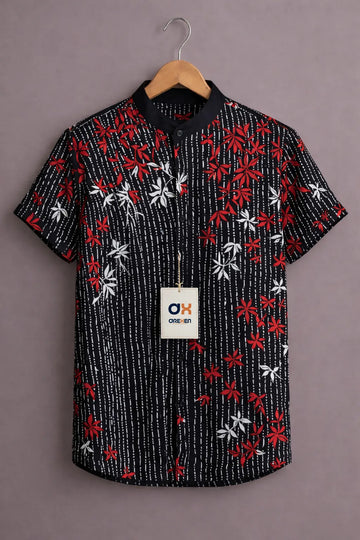 Midnight Crimson Blossom Luxe Shirt