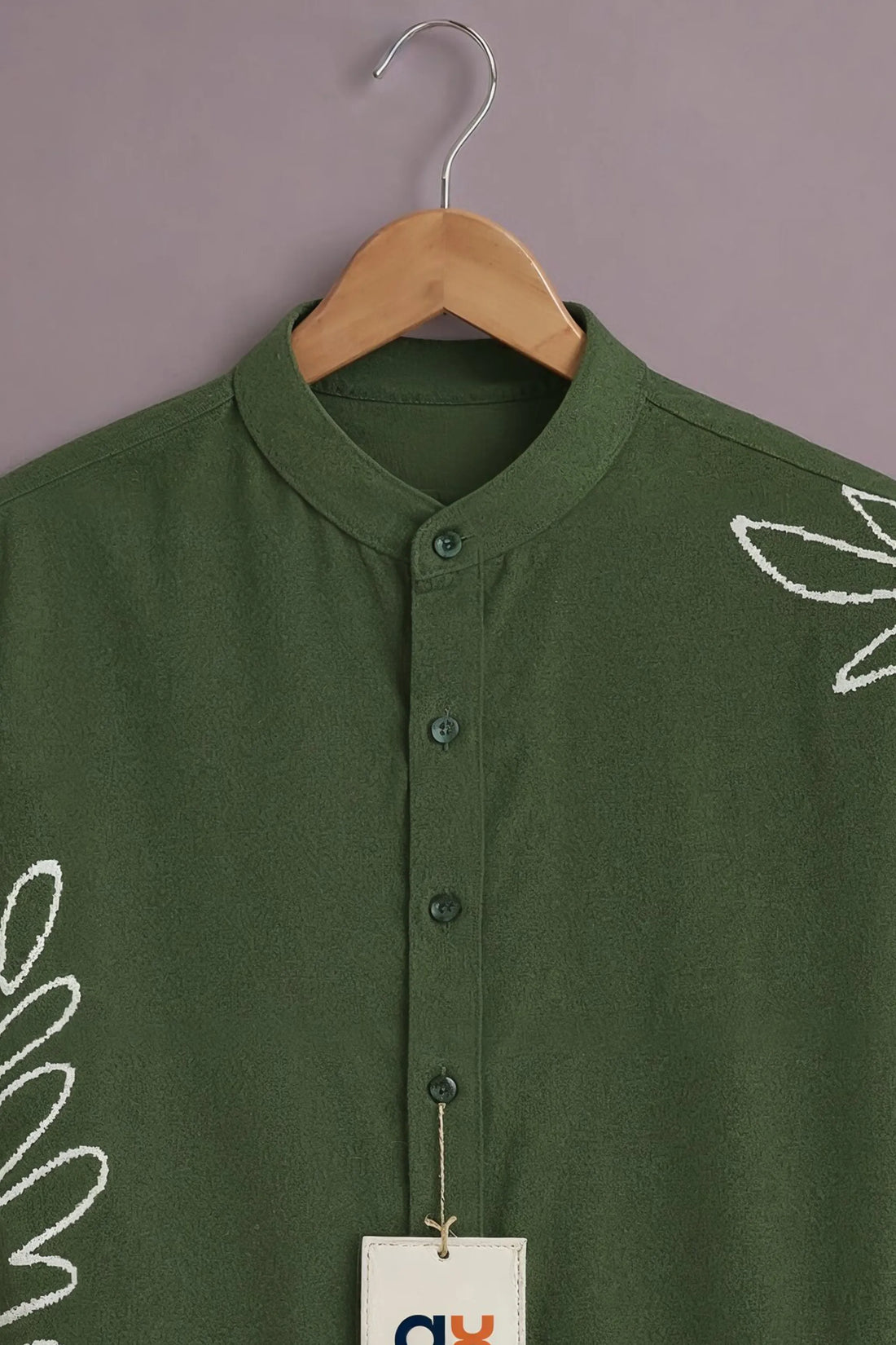 Olive Leaf Luxe Embroidered Shirt