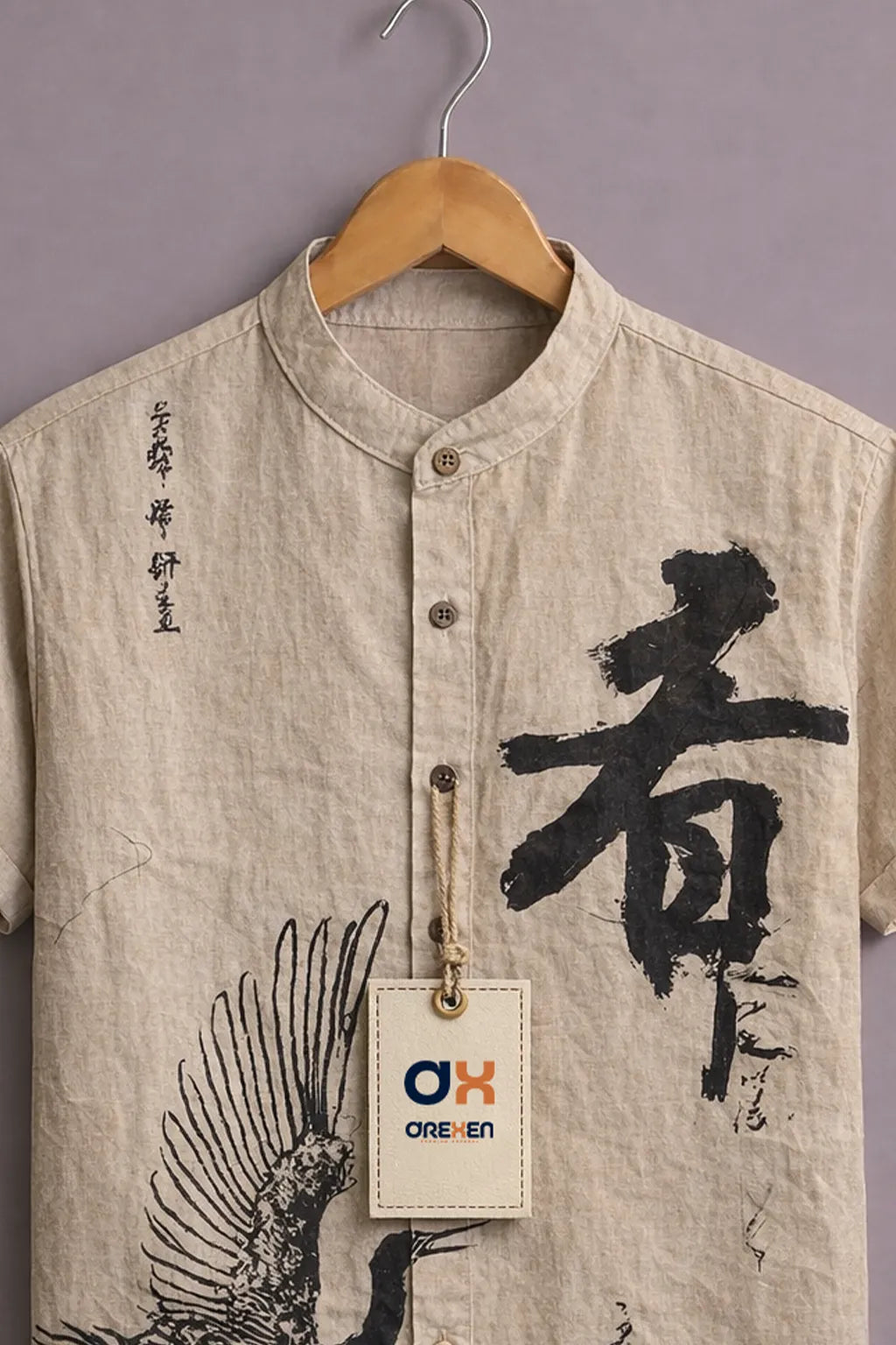 Zen Crane Calligraphy Luxe Shirt