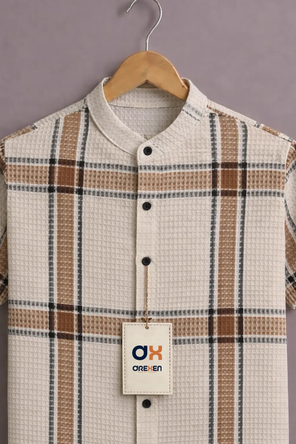 Ivory Sandstone Textured Check Shirt