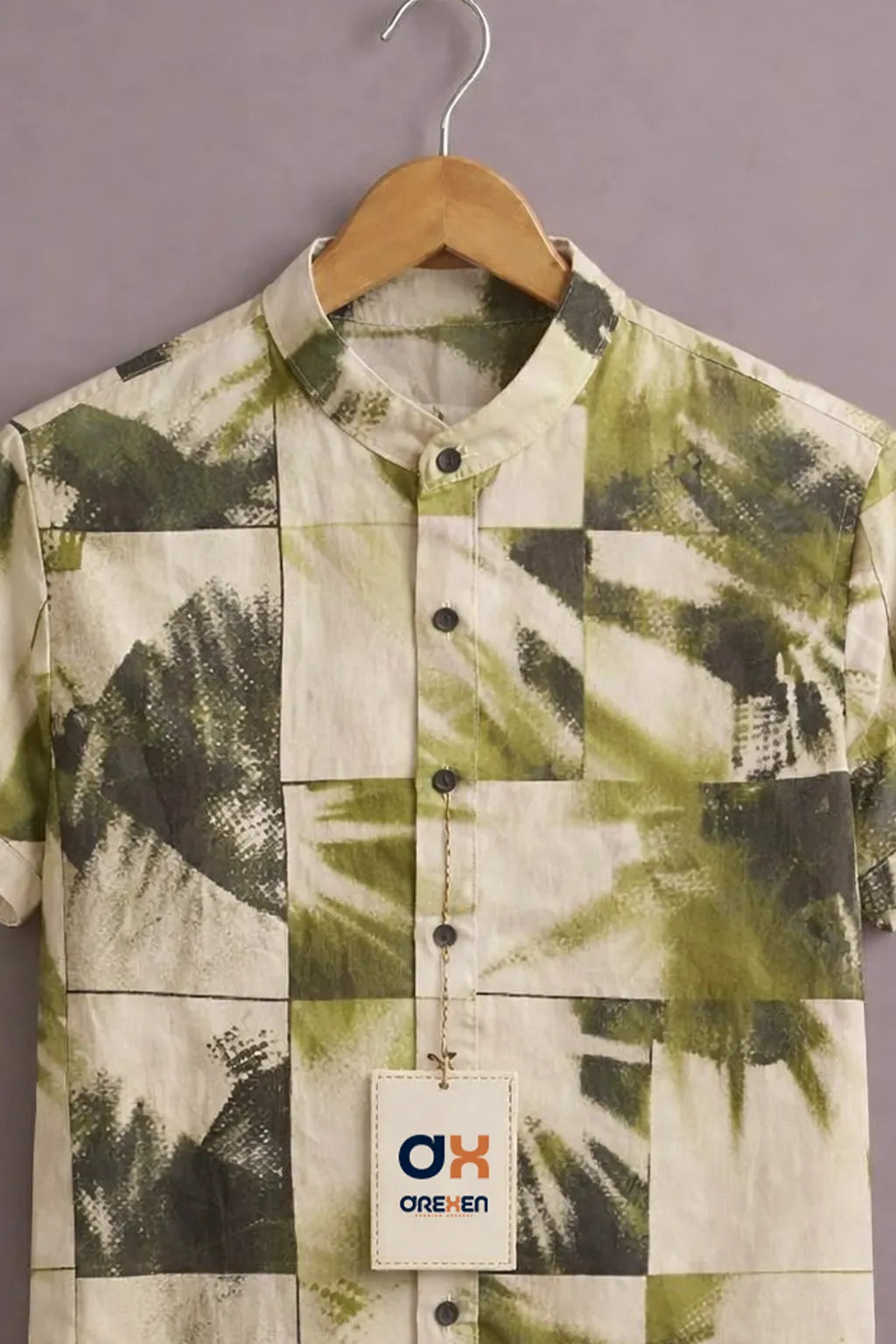 Olive Canvas Patchwork Utility Shirt