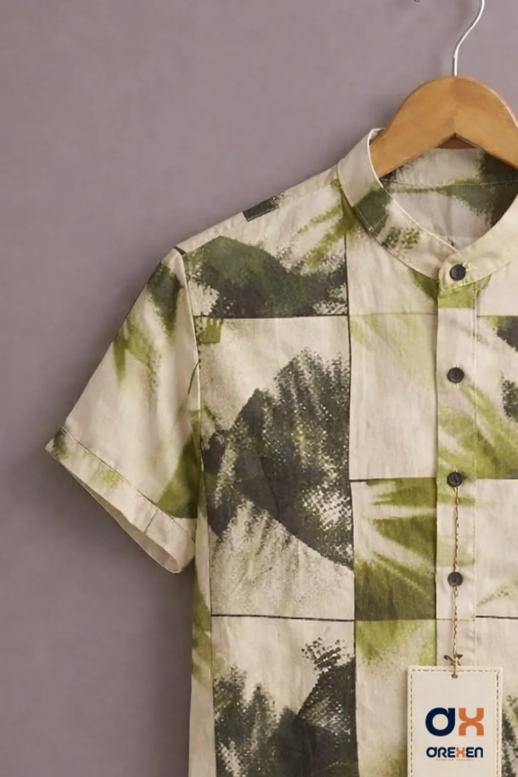 Olive Canvas Patchwork Utility Shirt
