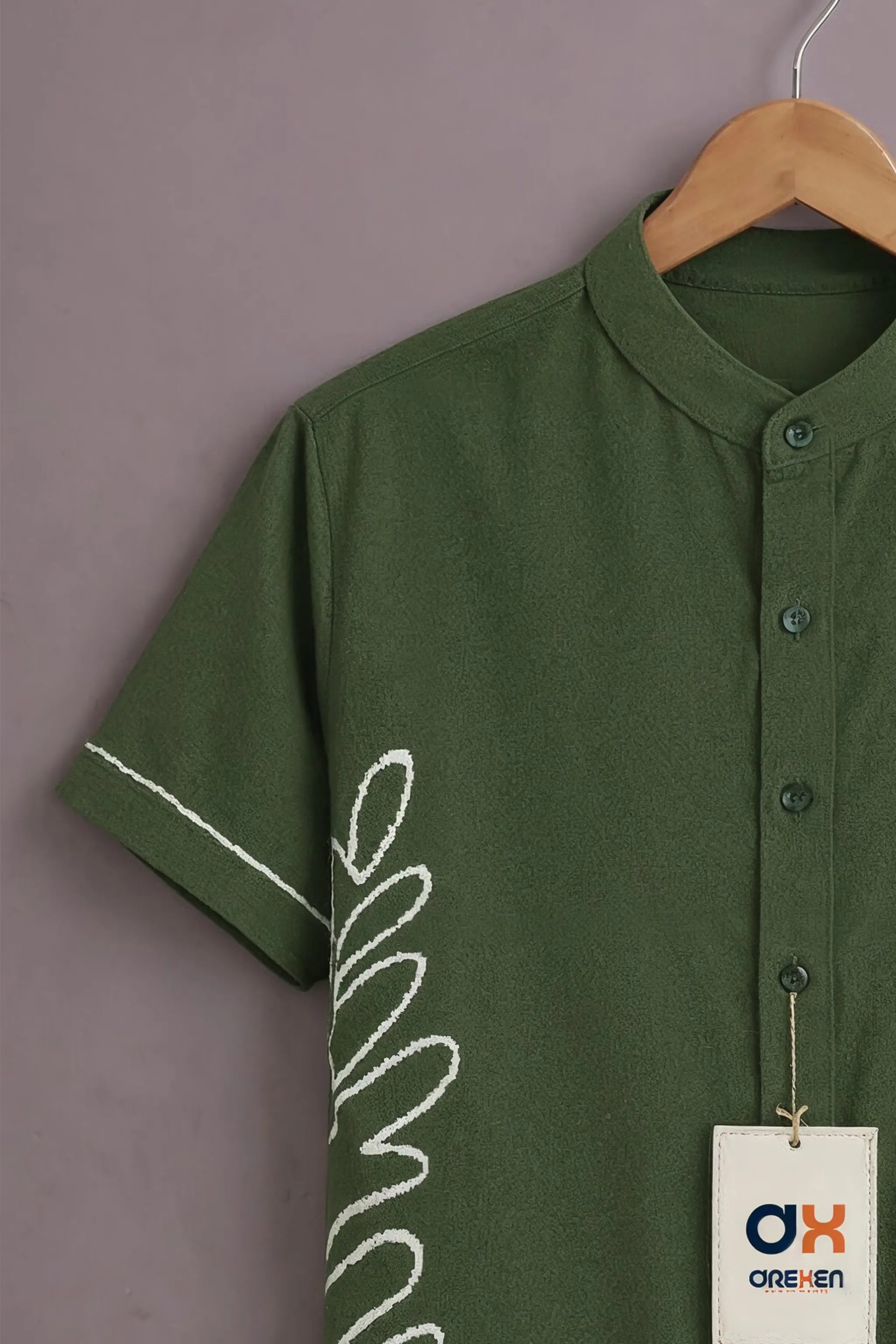 Olive Leaf Luxe Embroidered Shirt