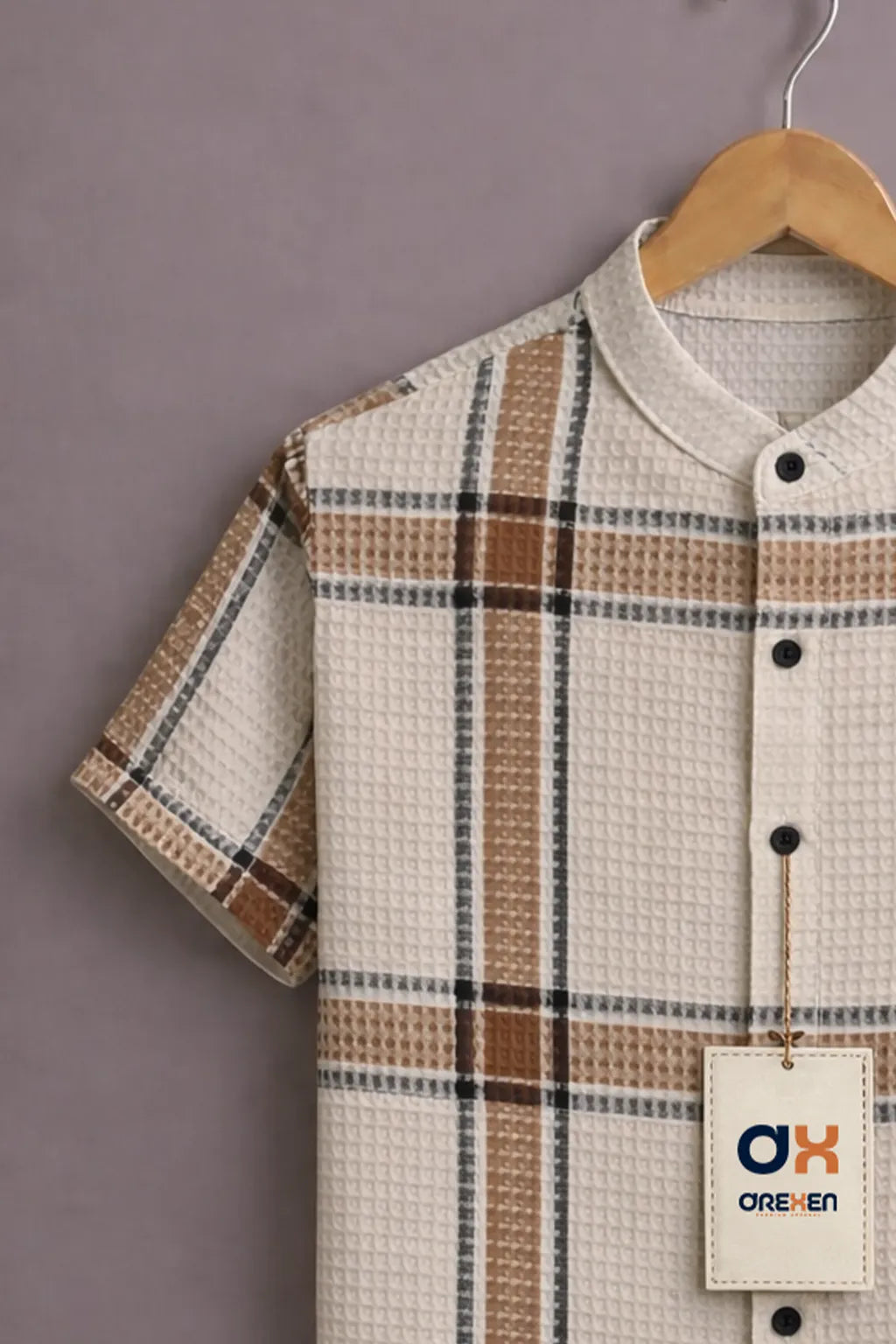 Ivory Sandstone Textured Check Shirt