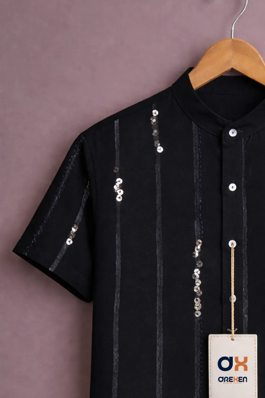 Midnight Sequin Stripe Luxe Shirt
